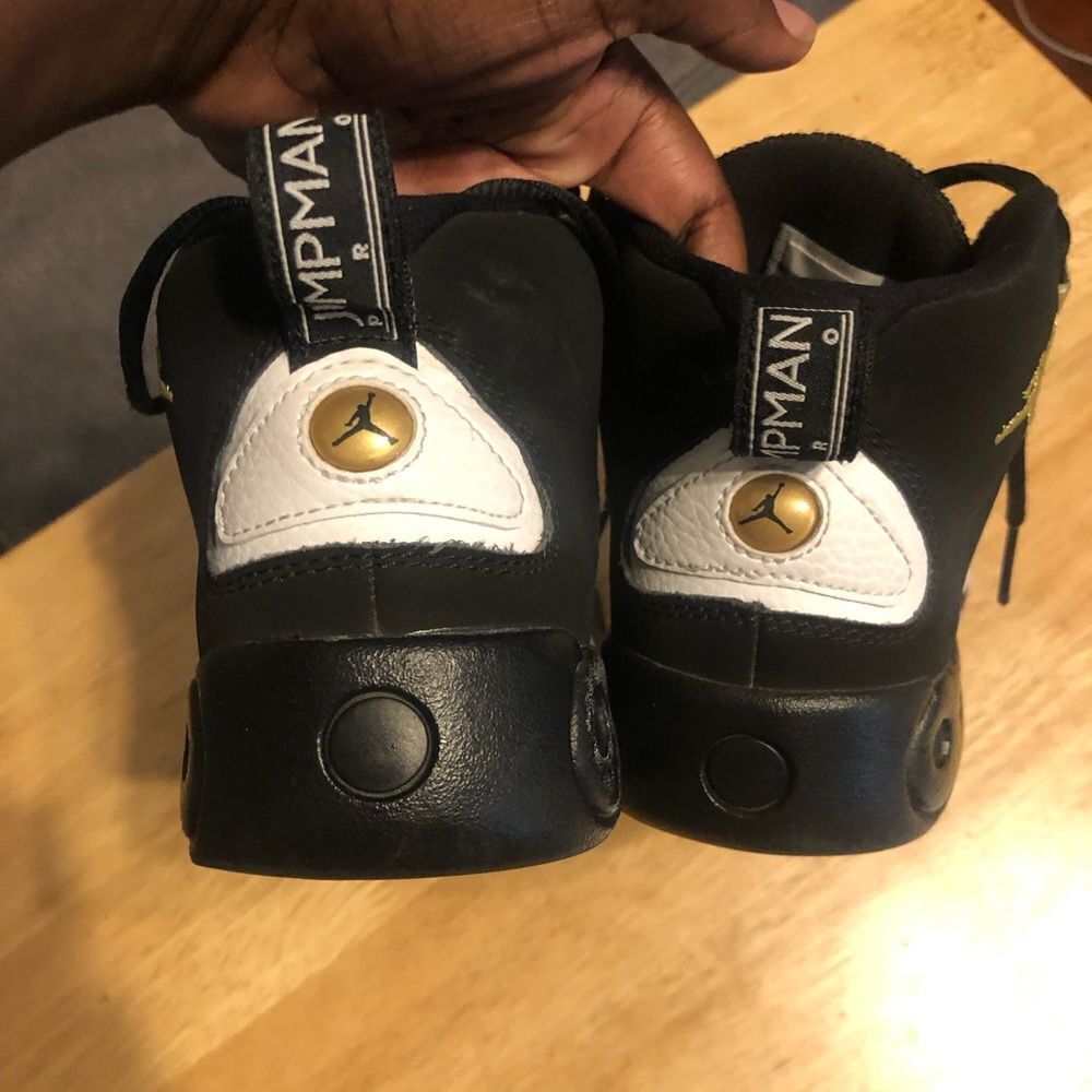 Jordan black white and gold Jumpman Pro youth sneakers tennis shoes, size 4.5 - Picture 5 of 9